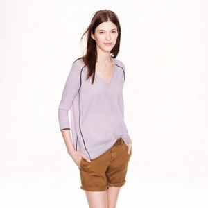 Merino wool tipped side panel v neck sweater